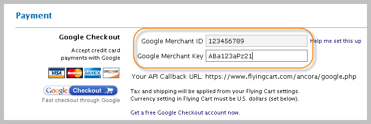 Add Google Merchant Key
